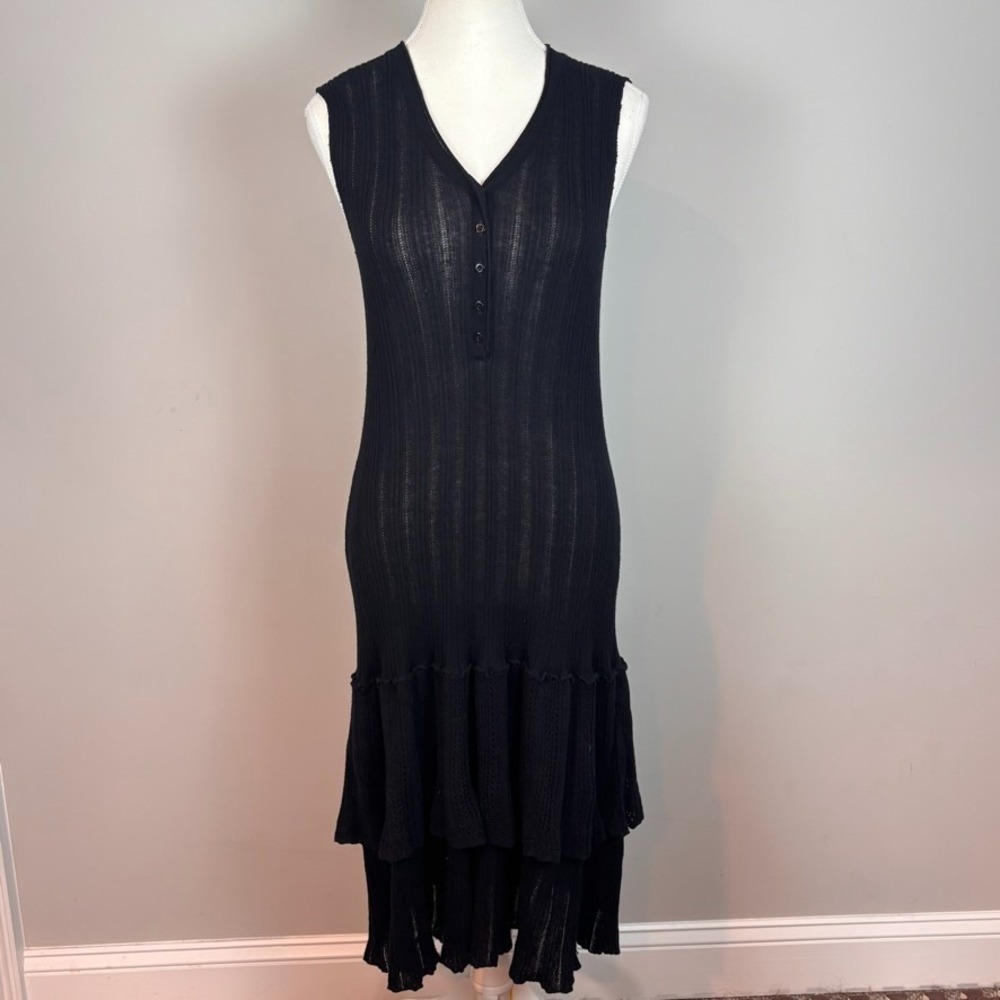 Lauren Ralph Lauren Womens Black Knit Tiered Maxi Dress Small whimsigoth boho